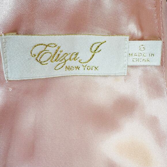 Eliza J Cocktail Dress Size 6 Pink Embellished Neck Tiered Chiffon Pleated Waist - Picture 13 of 15
